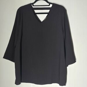 Chico's Elegant Chiffon Ruffle Back Blouse Flowy Womens Chico Size 2 Large